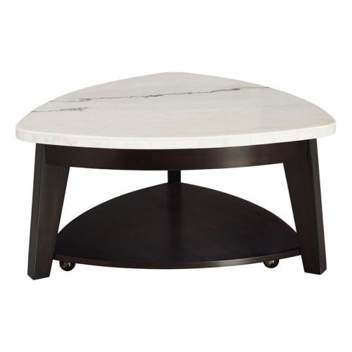 Francis White Marble Top Cocktail Table with Black Base