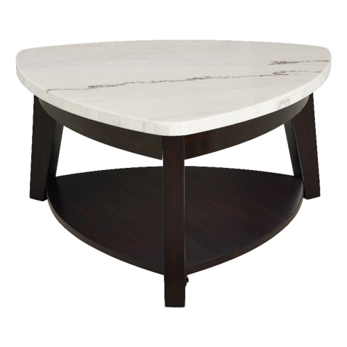 Francis White Marble Top Cocktail Table with Black Base