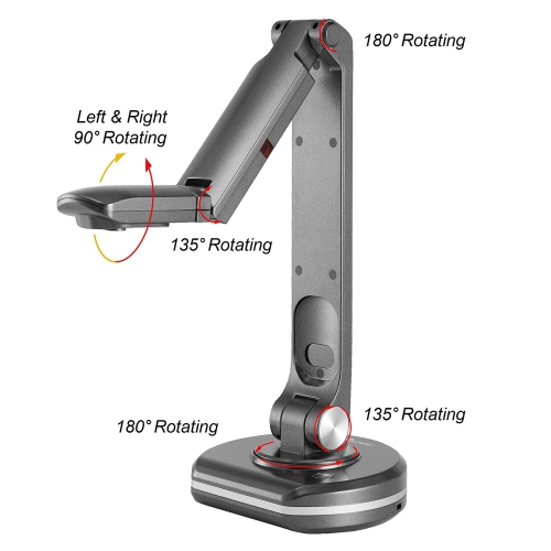 Joyusing V500S USB 8MP Document Camera & Book Scanner Webcam Auto Focus, A3 Scanning Size LED Light, for Live Demo Teaching - Black