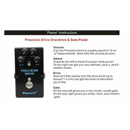 Demonfx Precision Drive Overdrive w/Gate Option Guitar Effect Pedal