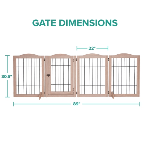 Arf Pets Freestanding Dog Gate, 4 Panel Extension, Foldable Dog Gates for The House, 80" W, 31.5"H