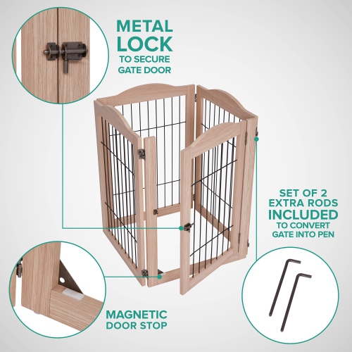 Arf Pets Freestanding Dog Gate, 4 Panel Extension, Foldable Dog Gates for The House, 80" W, 31.5"H