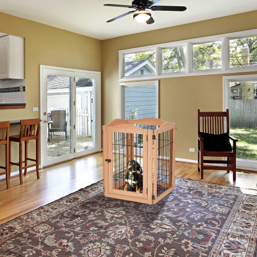 Arf Pets Freestanding Dog Gate, 4 Panel Extension, Foldable Dog Gates for The House, 80" W, 31.5"H