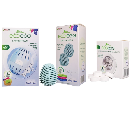 Ecoegg Blanchisserie Oeuf 210 Lavages, Oeuf Sèche & Ecoegg Detox Tabs Lot de 6 Lot de Linge Frais