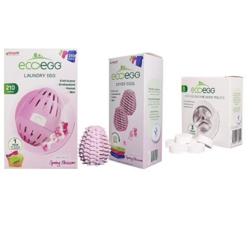 Ecoegg Blanchisserie Oeuf 210 Lavages, Oeuf Sèche & Ecoegg Detox Tabs 6 pack Spring Blossom