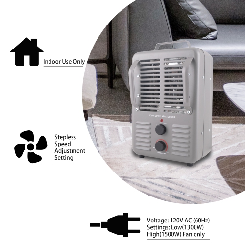 London Sunshine Milkhouse Utility Electric Portable Heater with Steel Body and Thermostat