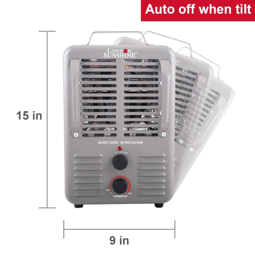 London Sunshine Milkhouse Utility Electric Portable Heater with Steel Body and Thermostat