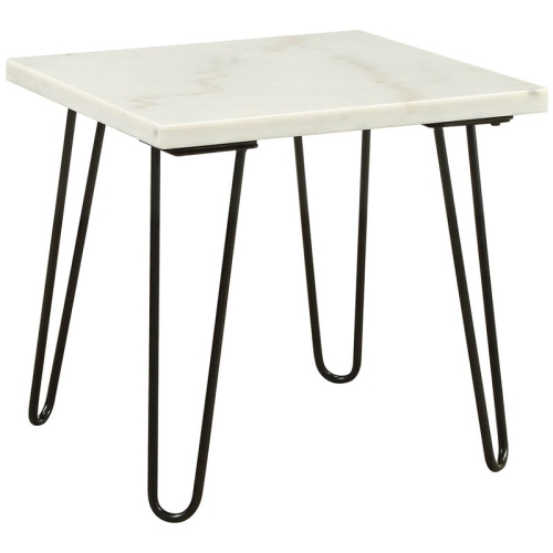 ACME FURNITURE  Acme Telestis 22" Square Marble Top End Table In And Black In White