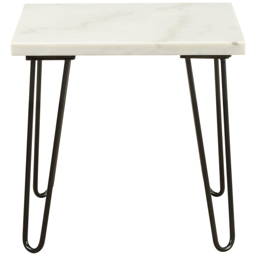 ACME Telestis 22" Square Marble Top End Table in White and Black