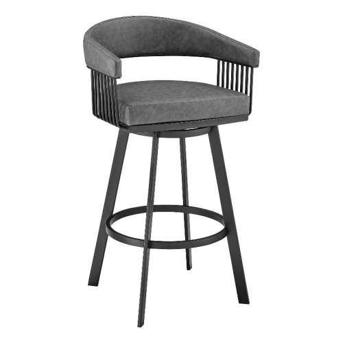 ARMEN LIVING Chelsea 26 In Counter Height Swivel Bar Stool Black And Gray