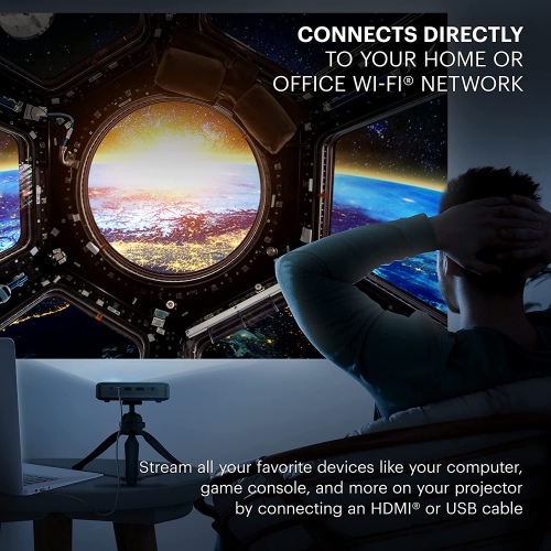 Kodak Luma 400 Mini Pico Projector, Portable HD Projector with Wi-Fi, Bluetooth, HDMI & USB – White