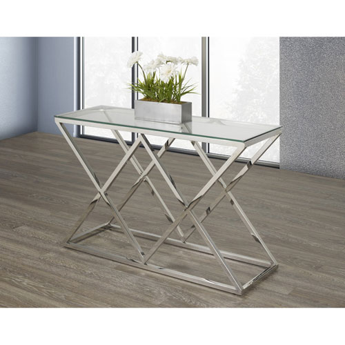 Sophia Contemporary Rectangular Sofa Table - Silver