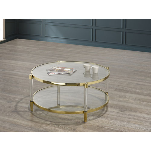 Emma Contemporary Round Coffee Table - Acrylic/Gold