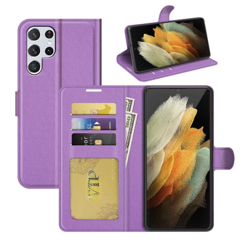CSMART  [Cs] Samsung Galaxy S23 Ultra Case, Magnetic Leather Folio Wallet Flip Case Cover With Card Slot In Purple