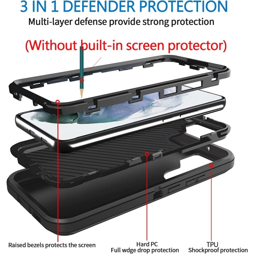 【CSmart】 Triple 3 Layers Shockproof Heavy Duty Defender Hard Case for Samsung Galaxy S23 Plus, Teal