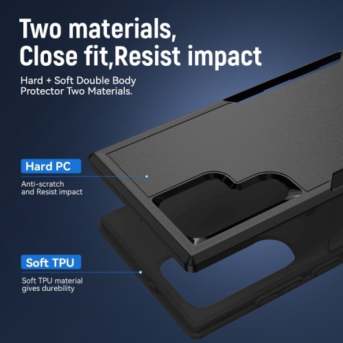 【CSmart】 Étui Coque rigide pour pare-chocs en caoutchouc résistant à deux couches pour Samsung Galaxy S23 Ultra, Noir