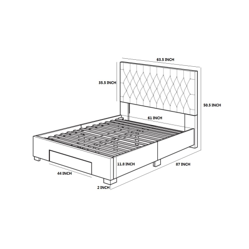 Lit plateforme avec rangement Aerys Susie (velours gris foncé) (norme américaine))
