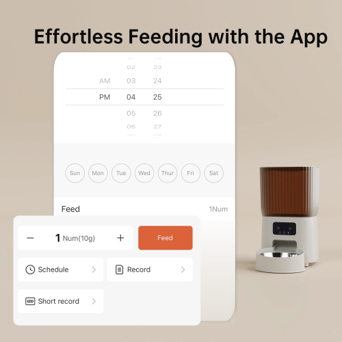 Wenhome Smart 5L Pet Feeder: HD Camera, 2-way Voice, WiFi Enabled Cat Dog Feeder, Health Record, Record Sharing, Low Volume Alarm, Anti-clogging,