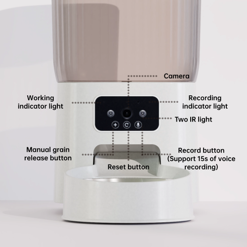 Wenhome Smart 5L Pet Feeder: HD Camera, 2-way Voice, WiFi Enabled Cat Dog Feeder, Health Record, Record Sharing, Low Volume Alarm, Anti-clogging,