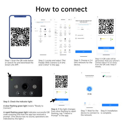 Wenhome Smart 5L Pet Feeder: HD Camera, 2-way Voice, WiFi Enabled Cat Dog Feeder, Health Record, Record Sharing, Low Volume Alarm, Anti-clogging,