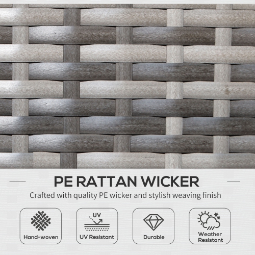 Outsunny 3 Pieces Wicker Patio Furniture Set, Rattan Bistro Set with Coffee Table and Cushions, Outdoor Conversation Set for Garden, Porch, Balcony,