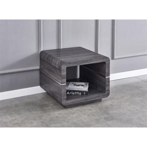 Contemporary Wood End Table with Gray Walnut Paper Wrap