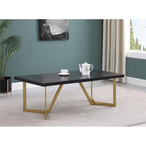 Black Wood Coffee Table with Gold Painted Legs