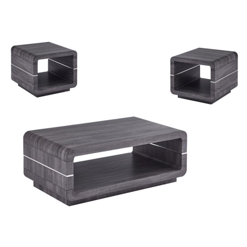 BEST QUALITY  Contemporary 3PC Wood Coffee Table Set In Walnut Wrap In Gray