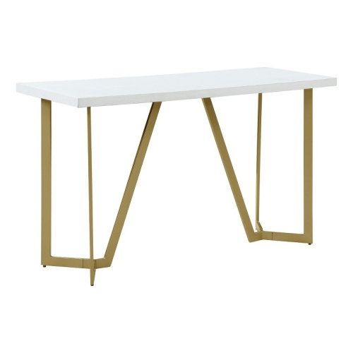 White Wood Console Table with Gold Painted Legs Best Buy Canada