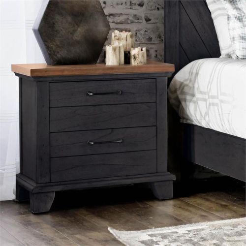 Bear Creek Chocolate and Honey Brown Wood Two-Drawer Nightstand