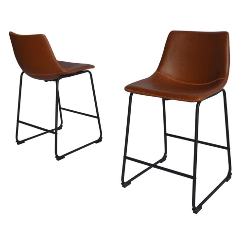 BEST QUALITY  Bronze Faux Leather 24" Counter Height Chairs With Legs (Set Of 2) In Black