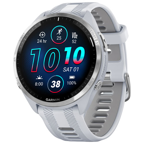 Garmin Forerunner 965 47mm Bluetooth Running Smartwatch Whitestone Powder Grey Best Buy Canada