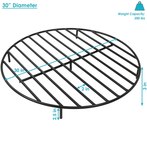 Sunnydaze 30 in Steel Round Outdoor Fire Pit Grate with Heat Resistance