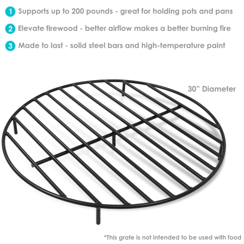 Sunnydaze 30 in Steel Round Outdoor Fire Pit Grate with Heat Resistance