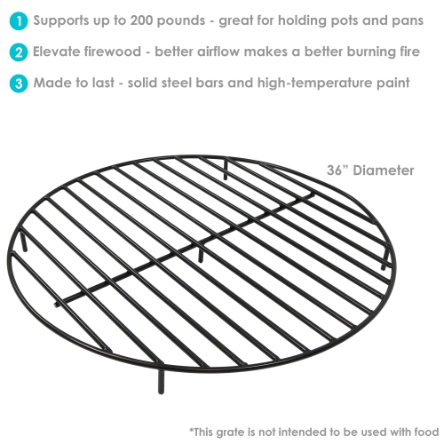 Sunnydaze 36 in Steel Round Outdoor Fire Pit Grate with Heat Resistance