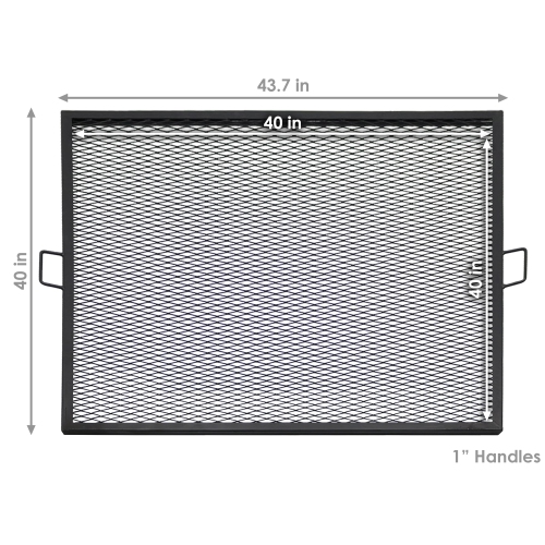 Sunnydaze 40 in Square Steel X-Marks Fire Pit Cooking Grill with Handles