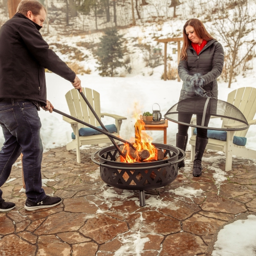 Sunnydaze 40 in Heavy-Duty Steel Firewood Log Grabber Tongs