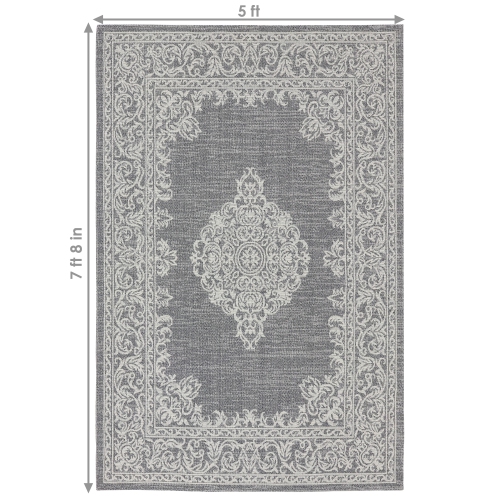 Sunnydaze Parisian Paradise Indoor Area Rug - Ash - 5 ft x 7 ft