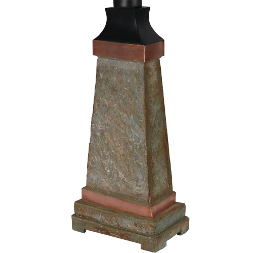 Sunnydaze 30 in Indoor/Outdoor Copper Trimmed Slate Table Lamp with Shade