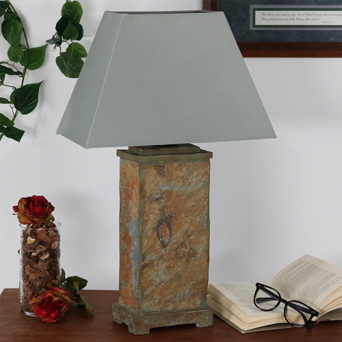 Sunnydaze 24 in Indoor/Outdoor Natural Slate Neutral Table Lamp - Set of 2