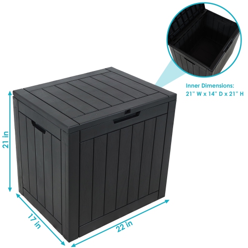 Sunnydaze 32 gal Faux Wood Plastic Outdoor Storage Box - Phantom Gray