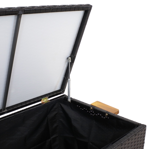 Sunnydaze Resin Wicker Indoor/Outdoor Storage Deck Box with Handles - Black