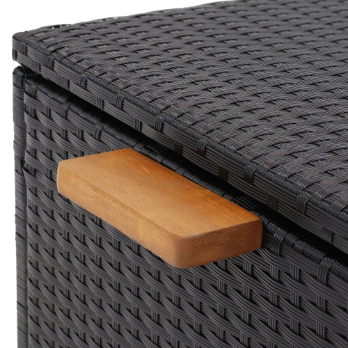 Sunnydaze Resin Wicker Indoor/Outdoor Storage Deck Box with Handles - Black