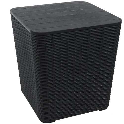 SUNNYDAZE DECOR  Sunnydaze 11.5 Gal Faux Rattan Outdoor Storage Box - Phantom In Gray Great product