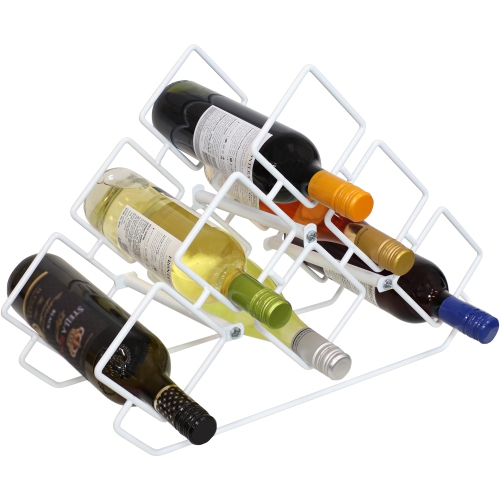 Sunnydaze 6-Bottle Steel Wire Triangular Tabletop Wine Rack - White