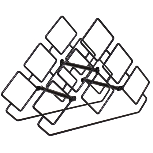 Sunnydaze 6-Bottle Steel Wire Triangular Tabletop Wine Rack - Black