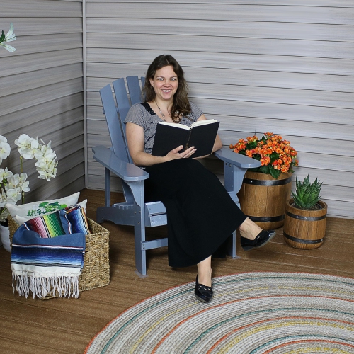 Sunnydaze Coastal Bliss Fir Wood Adirondack Chair - Gray