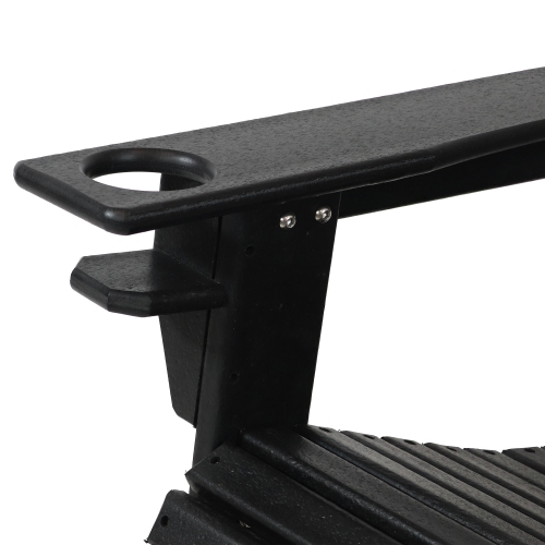 Sunnydaze Lake Style Adirondack Chair with Cup Holder - Black