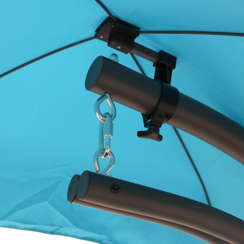 Sunnydaze Floating Lounge Chair with Umbrella and Curved Steel Stand