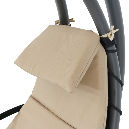 Sunnydaze Floating Lounge with Umbrella and Stand - Set of 2 - Beige